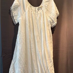 Elegant White Midi Dress with Beaded Accents